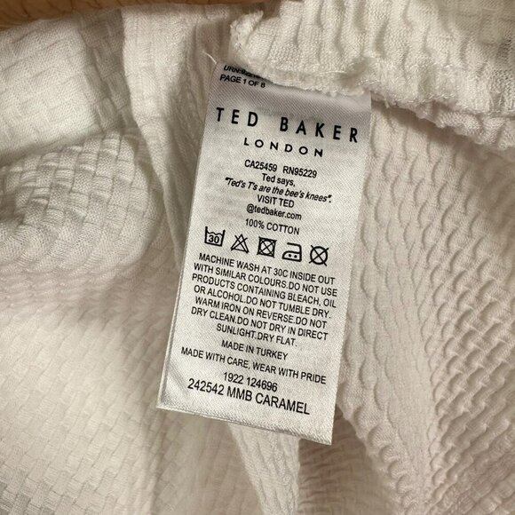Ted Baker‎ Men's White Basketweave Crewneck Shirt Size 3 - Picture 10 of 11